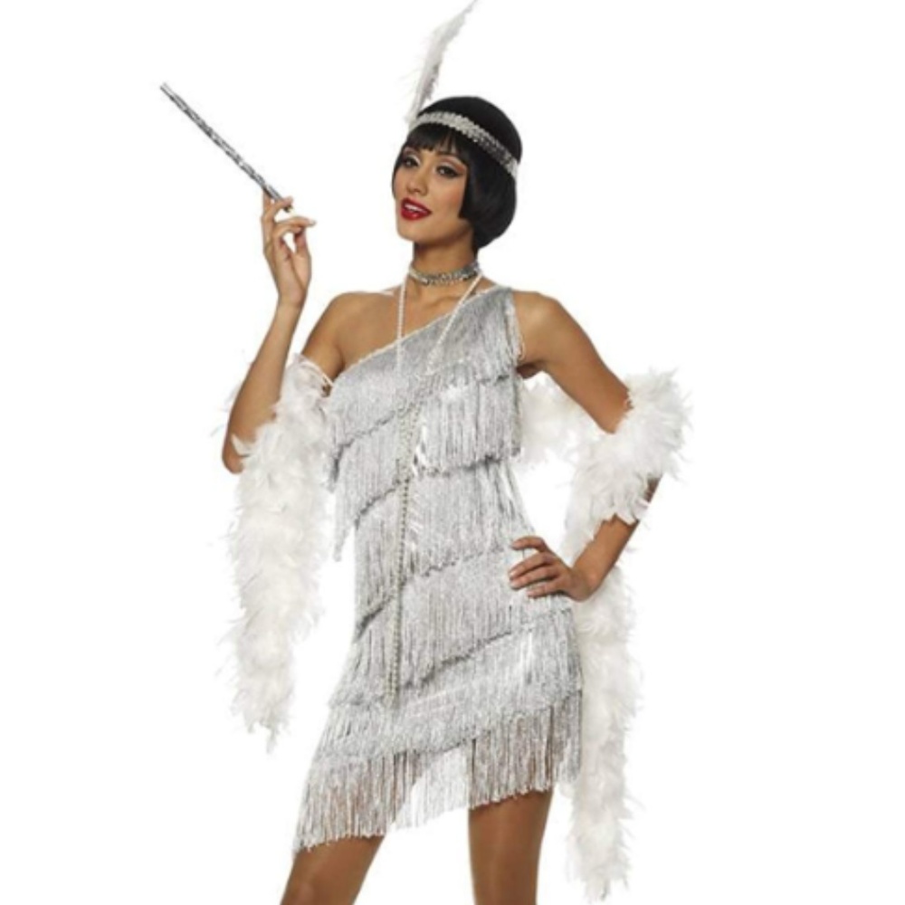 Halloween Dazzling Silver Flapper Adult Costume